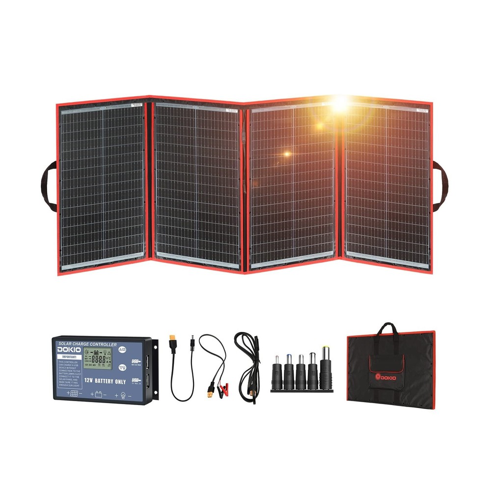DOKIO 200W Portable Foldable Solar Panel Kit, Compact 20×26.4in Design 9.7lb …