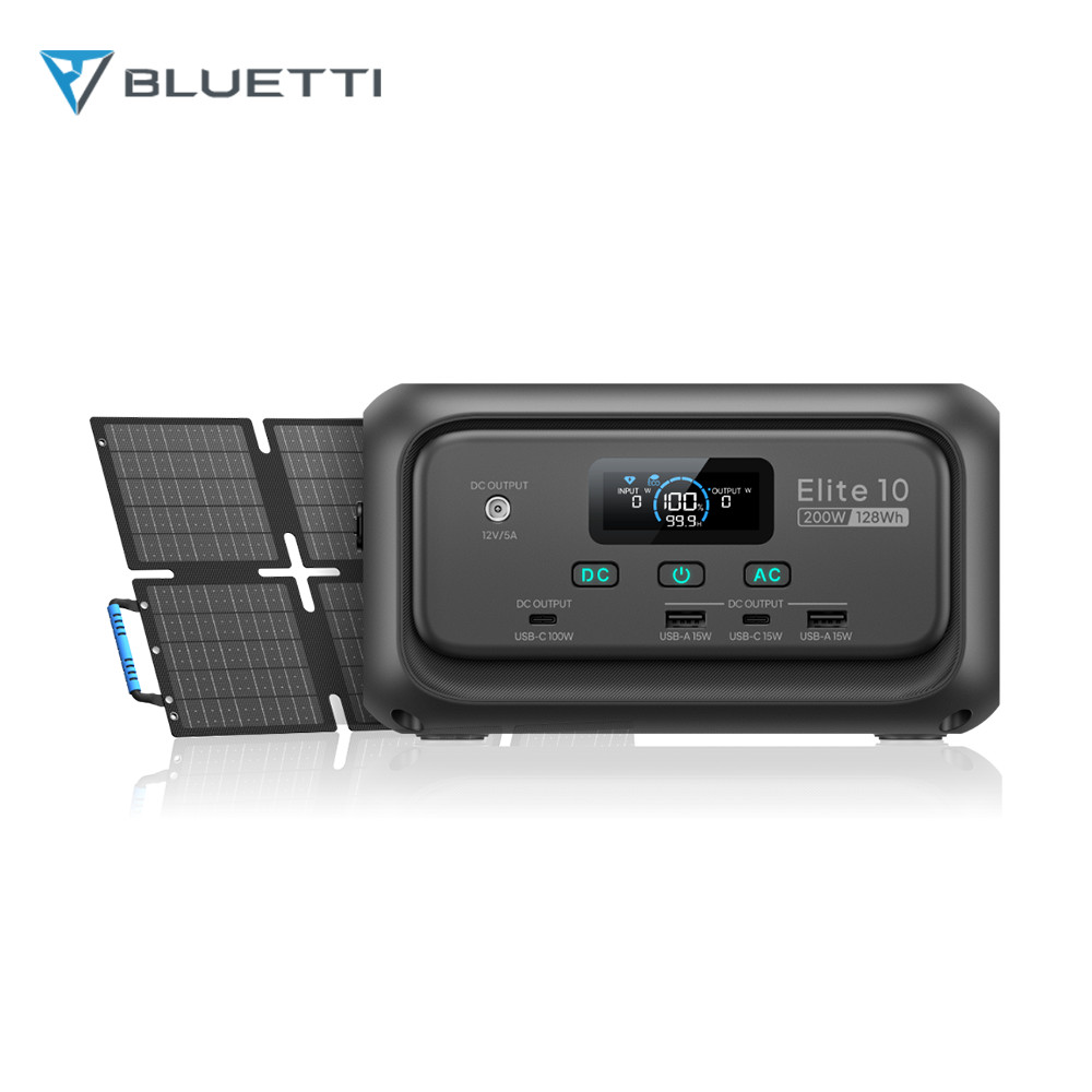 BLUETTI Elite 10 128Wh Mini Portable Power Station+60W Solar Panel for Travel