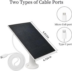4W Solar Panel for Security Camera,Type C&Micro Solar Panel Charger for Recha…