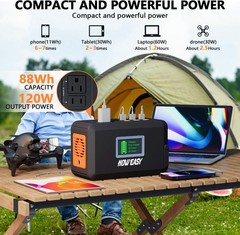HOWEASY Portable Power Station,120W(240W Peak) Solar Generator,88Wh Lithium Batt