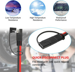 SAE Extension Cable 10 AWG 6FT Heavy Duty Solar Power Battery Charger Wire with