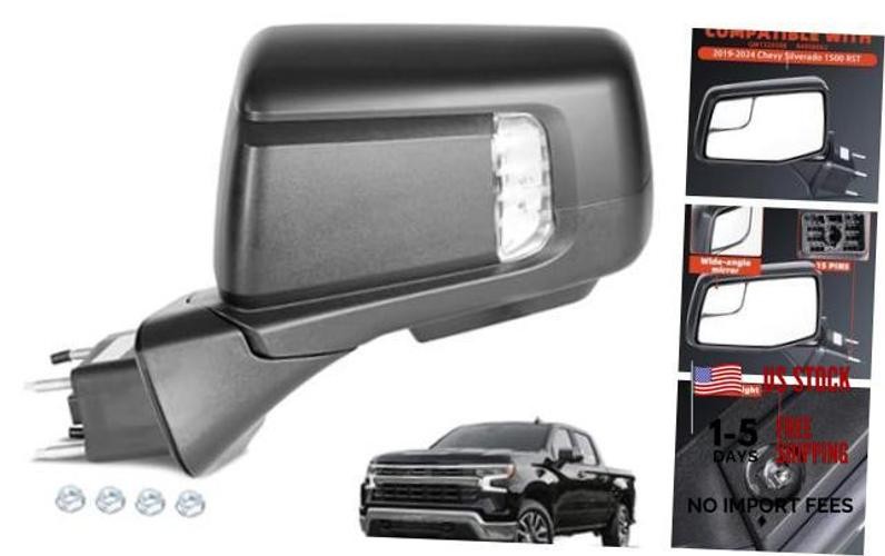 Left Side Mirror for 2019-2025 Chevy Silverado 1500 RST 15 L – 15 Pins & PTM
