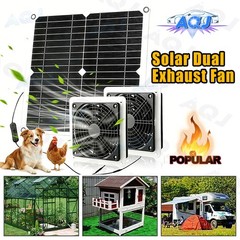 Solar Panel Fan Kit 25W IP57 Waterproof for Outside Small Chicken Coops