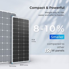150W Complete Solar Panel System 12V Monocrystalline Home RV Roof w/ Controller