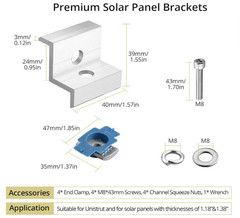 Anbte 10pcs Solar Panel End Clamp for Standard Unistrut, Aluminum 30mm/35mm Sola