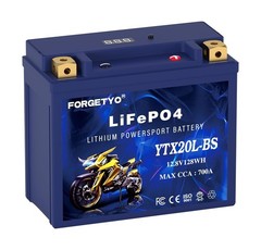 Lithium Motorcycle Battery, Forgetyo YTX20L-BS LiFePO4 Battery, 12V 10AH 700A…