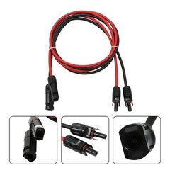 1 Pair 5 Feet Solar Panel Extension Cable Wire Connector 10 AWG Black + Red