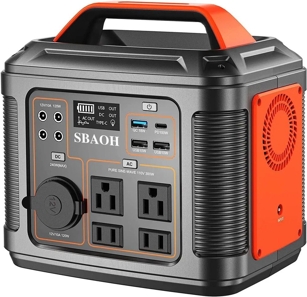 300W Portable Power Station Solar Generator Quick Charge 110V AC DC Outlets LED