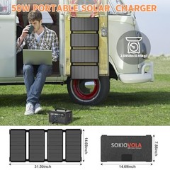 [Upgraded] Foldable Solar Panels 50W Portable Solar Panel Charger 3 Output Gray