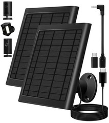 8W Solar Panel for Ring Camera-Pack Solar Panel Charger Compatible with 2 Black
