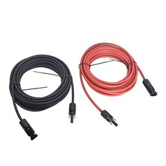 25 Feet 1 Pair 10AWG Black + Red Solar Panel Extension Cable Wire Connector