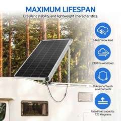 Adjustable 45″ Solar Panel Mounting Brackets Kit – 0-90° Tilt for Roof, RV, Boat