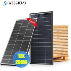 12Pack 200W Watt Bifacial Solar Panel RV PV Power Home Off-Grid + Free shipping