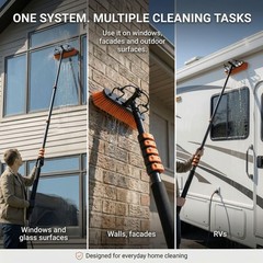 Briliantwerk 20ft Solar Panel Cleaning Brush Water Fed Pole Soap Dispenser Kit
