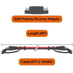 25Feet SAE to SAE Extension Cable Quick Disconnect Connector 16AWGfor Automot…