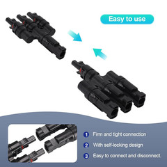 Pair Solar Panel T Branch Connectors Cable Splitter Coupler Combiner M/FFF F/MMM