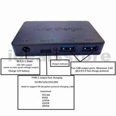 200W Type C DC Dual USB 3.0 Solar Panels Voltage Stabilizer Battery Chargers NEW