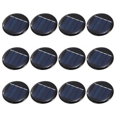 12Pcs 2V 0.08W 40mA Round Solar Panels, Solar Photovoltaic Power Cells