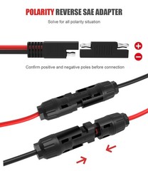 Solar Extension Cable – 10AWG, 30cm with 2 SAE Polarity Reverse Adapters