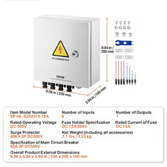 4 String 15 Amp Solar PV Combiner Box Steel Case Wih IP65 Weather Protection for