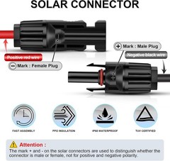 6ft 10AWG Solar Panel Extension Cable – UV & Weatherproof with Male-Female Co…