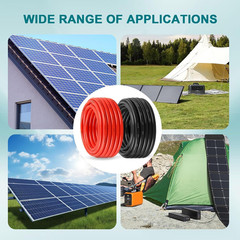 XRDS -RF 10AWG Solar Wire 6Mm², 2 Pack 100FT Red & Black Solar Panel Cable, 84 S