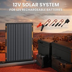 20W 12V Solar Panel Charger Kit with Built-in Charge Controller – Portable Wa…