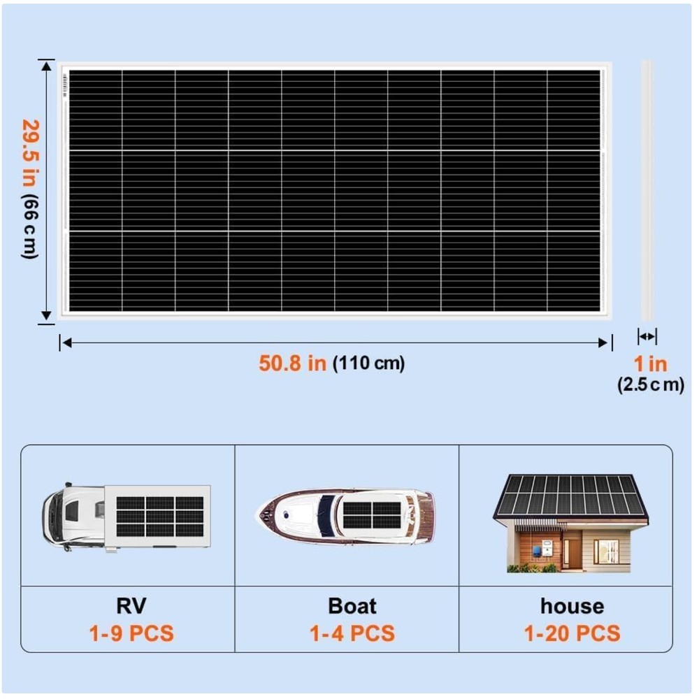 200W Solar Panel 18V Monocrystalline Aluminum Frame
