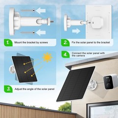 Solar Panel Charger for Security Camera, Type-C Plug, 9.8Ft Long Cable, Water