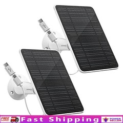 Solar Panel Charger Eufy Security Cameras 5W Waterproof 10ft Cable 2 Pack New