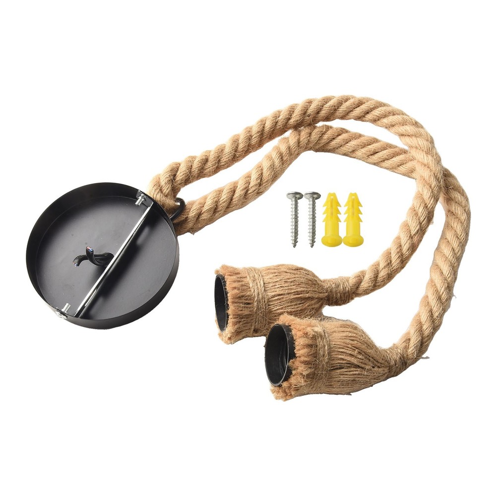 Vintage Style Hemp Rope Chandelier 1m Length Retro Industrial Ceiling Lamp