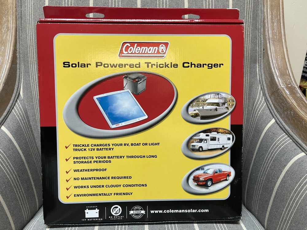 Coleman Solar Powered Trickle Charger Model 50005 NEW FREE SHIPPING