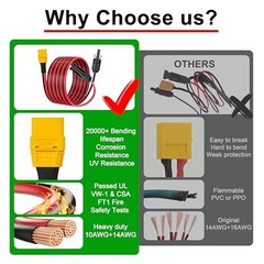 10AWG 6FT Solar Panel to XT90 Female Adapter Cable 300V 30A XT90 Solar 6Ft