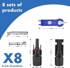 .16PCS Solar Panel Connectors 1000V 30A IP67 MC4 10AWG 8 Pairs w/ Spanners