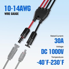 2 to 4 Solar Y Branch Parallel Connector Kit 21.67in MFF FMM Off-Grid RV