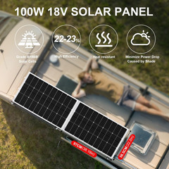 100W 18V Solar Panel 2-Pack for 12V Battery Charging, Monocrystalline Glass Modu