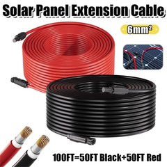 10 AWG Solar Panel Extension Cable PV Wire Solar Connector Pair Black & Red 6mm²