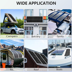 Flexible Solar Panel 100W 12V Monocrystalline Solar Cell Fiberglass Lightweight