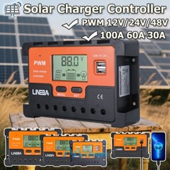 PWM Solar Charge Controller 100A 60A 12V 24V 48V Dual USB Battery PV Regulator