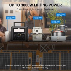 Flashfish T2000 Portable Power Station 1536Wh 2000W With 2*Solar Panel 100W 18V