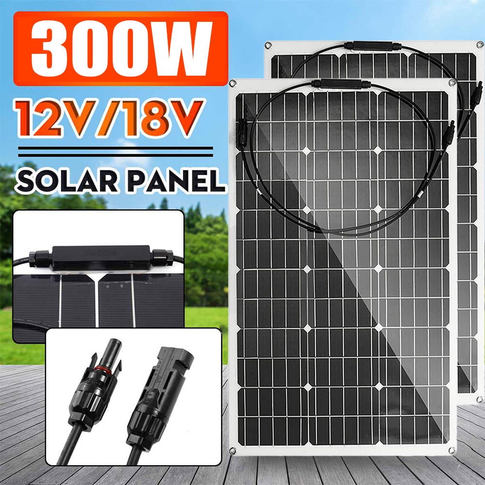 150W Solar Panel Mono 12V Battery Charge RV PV Home Off-Grid Battery Power Grid