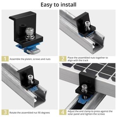 10pcs Solar Panel End Clamps, Aluminum Mounting Brackets Kit for Metal/RV Roofs
