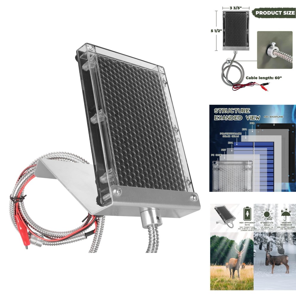 6V Solar Panel Charger Deer Feeder Battery Waterproof Outdoor Mounting Hardware