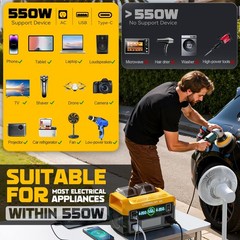 550W Power Station Compatible with Dewalt: LIVOWALNY Portable Generator DC