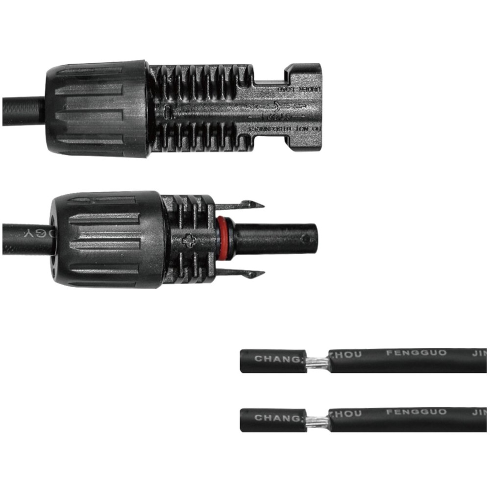 Black Solar Panel Cable Pair, Female Male Connectors