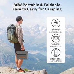 80W Foldable Solar Panel, Portable Solar Charger with 4 Ports 80W Solar Panel