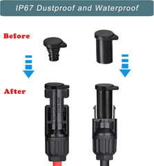 Solar Connector Caps, IP67 Solar Panel Connector Cap Weather Resistant Dust M…