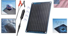 Portable 10W Solar Battery Charger with Alligator Clip & Lighter Plug for RVs