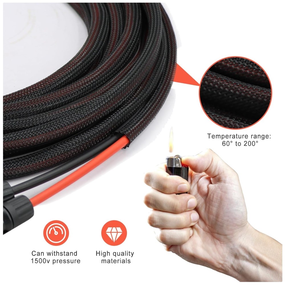 40FT Solar Extension Cable – 10AWG 6mm² – & Red
