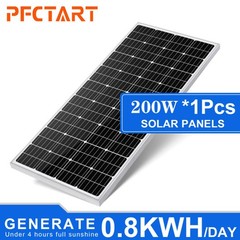 PFCTART 200W 400W 800W Watt Monocrystalline Solar Panel PV 12V Home RV Caravan